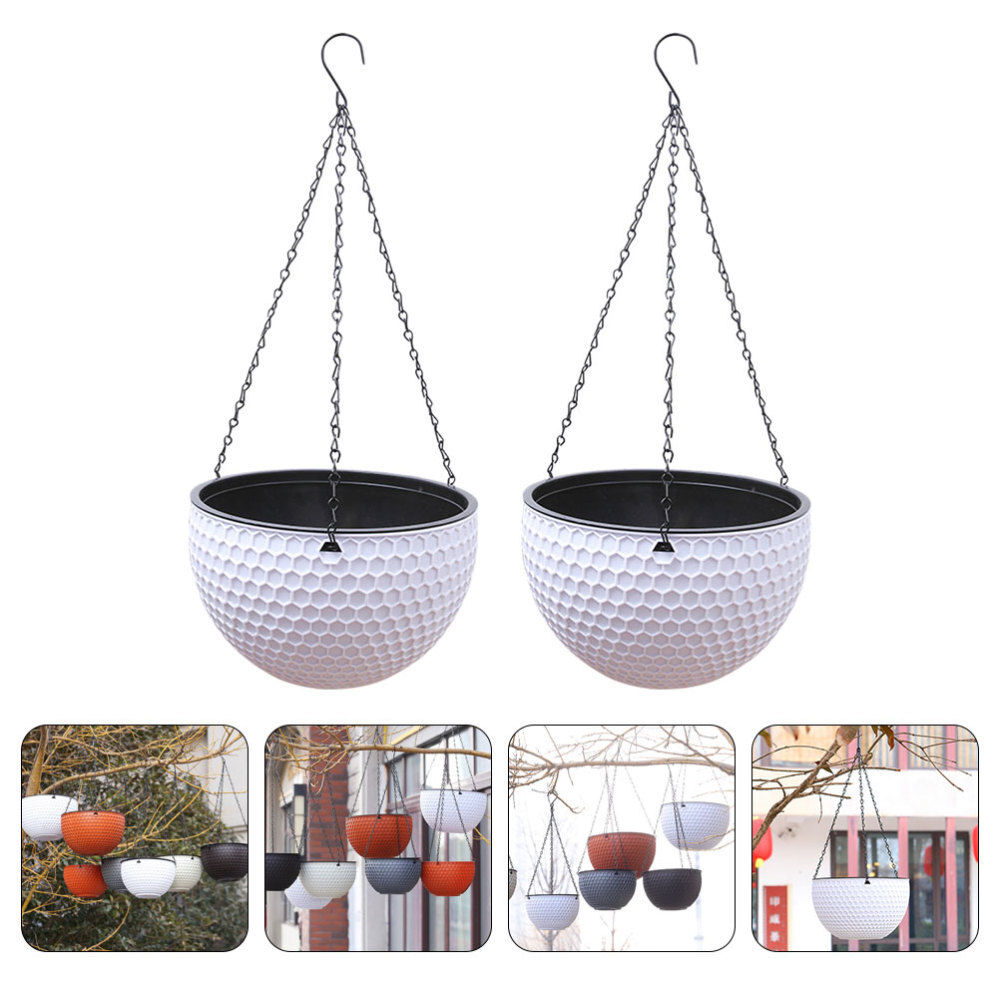 2 Pcs White Plastic Flowerpot Hanging Baskets for Plants Indoor Pots eBay