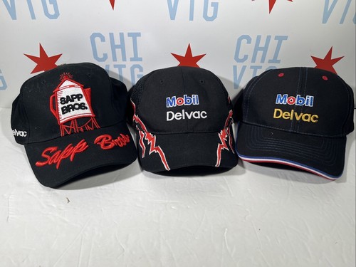 LOT OF 3 - NASCAR Mobil Delvac Hat / Sapp Bros. Mobil / Mobil Employee Hat