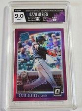 OZZIE ALBIES 2018 Panini Donruss Optic RR Purple Holo #36 HGA MINT 9 Braves RC 