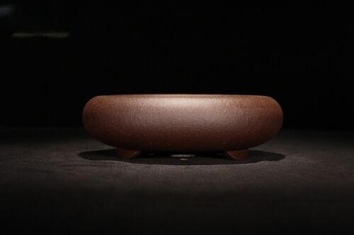 6.3in Chinese Classical Zisha Handmate Round Abdomen Bonsai Tripodia Plant Pot - Picture 1 of 10