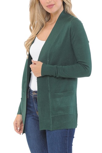 Women's Classic Casual Solid Open Front Sweater Knit Cardigan / Bolero - Picture 132 of 137