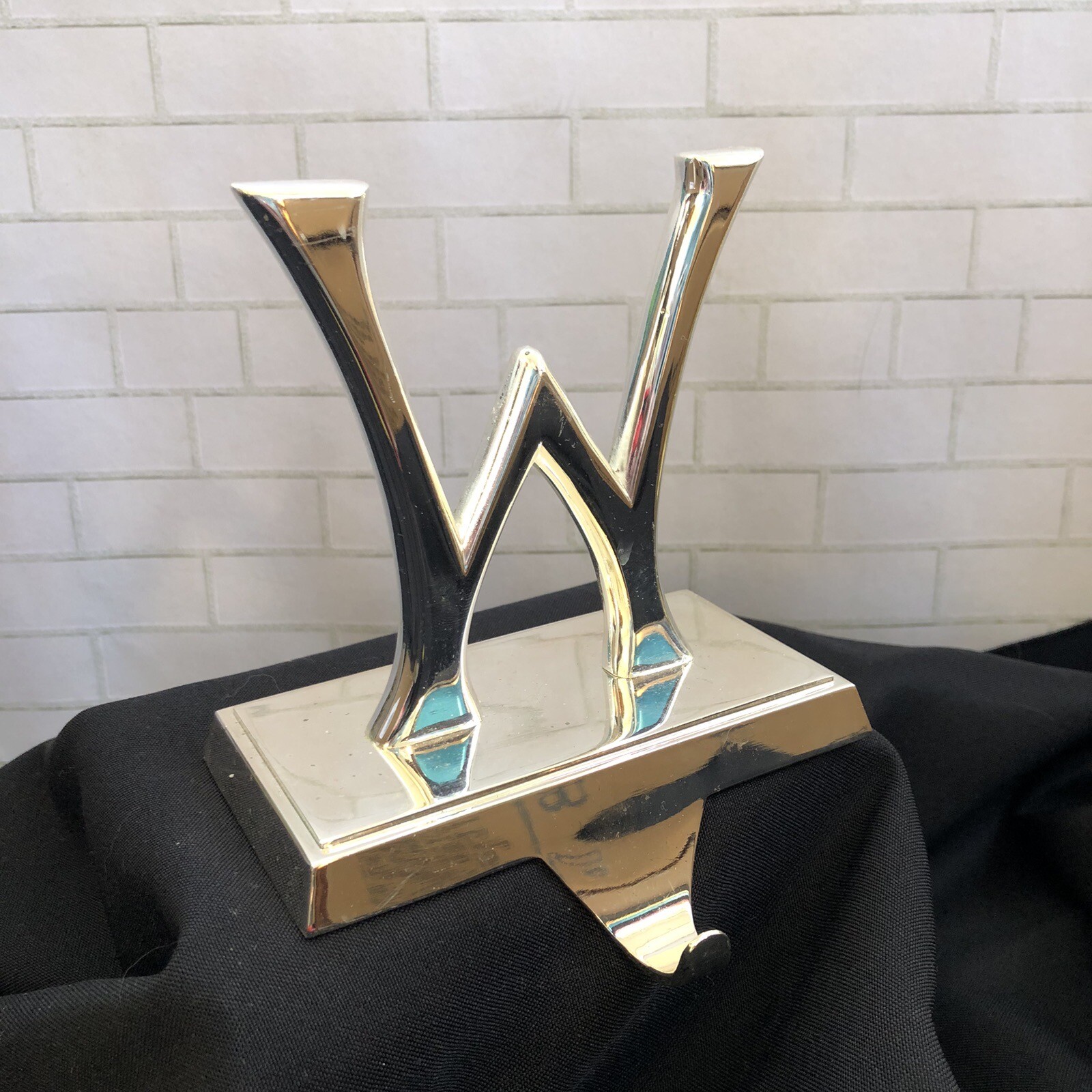 Pottery Barn Silver Letter W Initial Christmas stocking holder Hook eBay