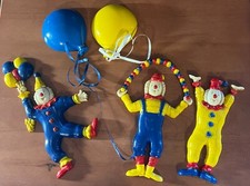 Vtg Burwood Products Co. Clowns  Balloons Wall Plaques Kids 1986 USA 5 Pieces