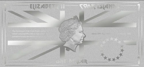 Billete samurai de 5 gramos Iron Maiden Senjutsu 2022 de las Islas Cook de $1 dólar lámina de plata - Imagen 2 de 3