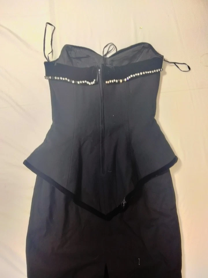 Vestido de festa after five cravejado "Alina" preto tule - Feminino tamanho 4 (Reino Unido 10) - Imagem 3 de 4