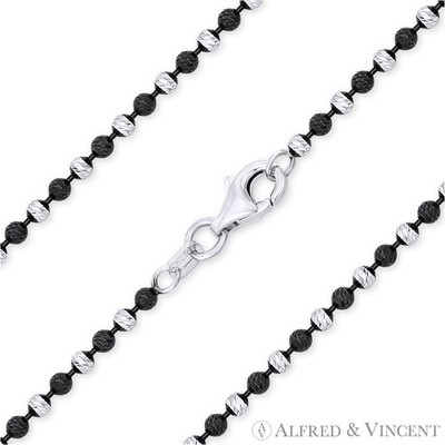 2 mm Catena Kugel Perle Italien 0,925 Sterlingsilber schwarz Rhodium PVD Kette Halskette