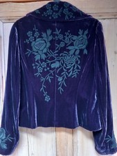 Monsoon  Embroidered  Velvet  Jacket  Purple  Size UK  14
