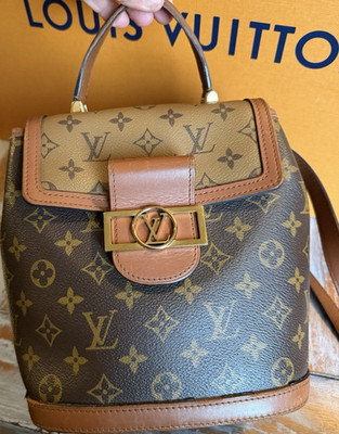 louis vuitton backpack buckle Louis Vuitton Monogram Small Women's Backpack Brown Tan Top Handle Strap  Buckle
