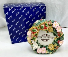FITZ FLOYD Holiday Wreath - Dealer Display Shelf Sign Large - Not For Resale