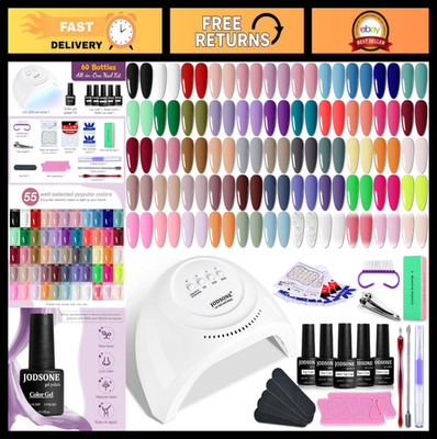 60 PCS Gel Nail Polish Kit with UV Light, Soak Off Base & Top Coat, 55 Colors, M
