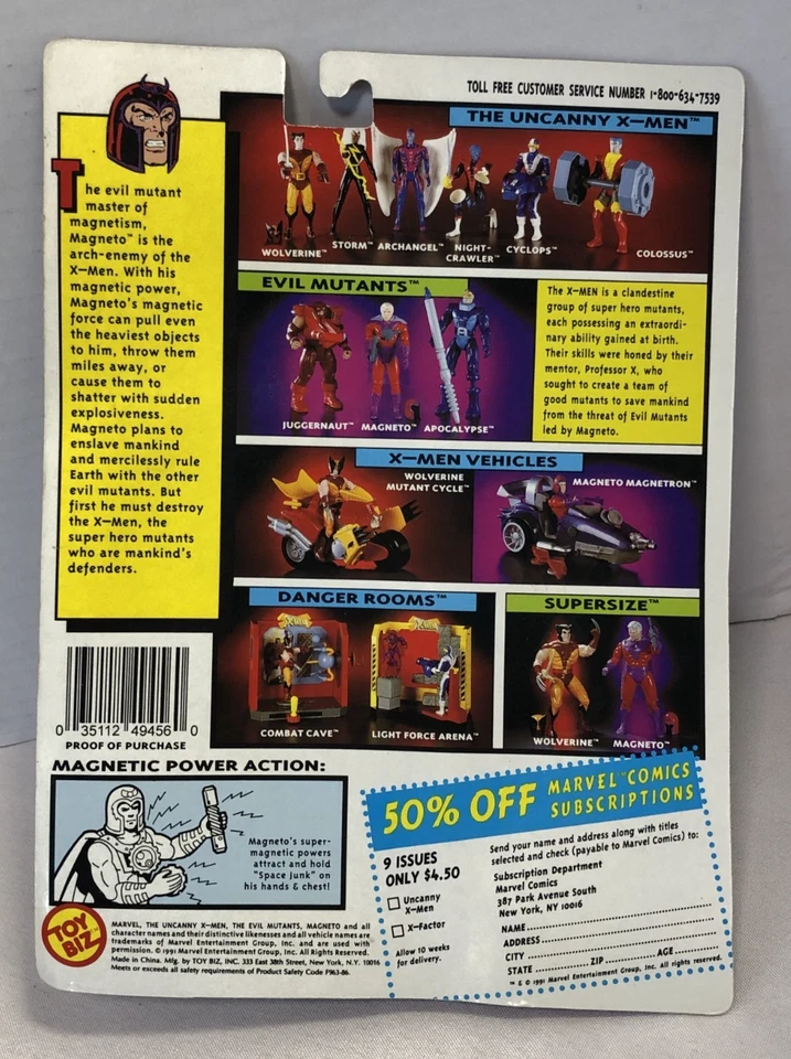 👀 НОВАЯ В КОРОБКЕ: 1992 Экшн-фигурка The Uncanny X-Men «Magneto» Magnetic Toybiz - Изображение 2 из 2