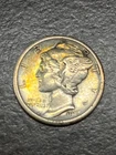 1917 S Mercury Dime XF/AU with Golden Toning