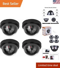 Realistic Dummy Security Cameras 4 Pack for Indoor/Outdoor Protection - Black
