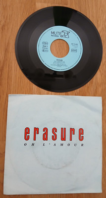 ERASURE - OH L'AMOUR / MARCH ON DOWN THE LINE - SINGLE - IN RED -  7'' - VG+++ -