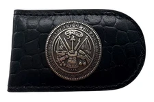 United States Army Genuine Leather Money Clip in Black by Enmon-New in Tin