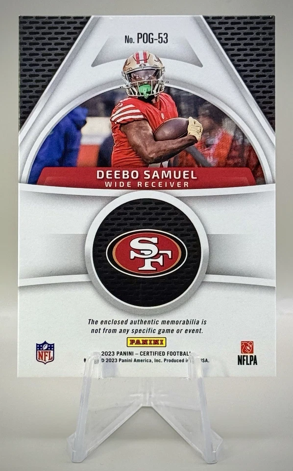 Deebo Samuel 2023 Panini Certified #POG-53 Piece of the Game Relics #/50 SP - Image 2 of 2