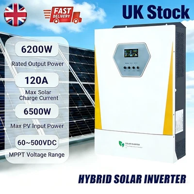 6.2KW Hybrid Solar Inverter Off-Grid 48V MPPT 120A 240V GD6248SMH + WIFI Module - Image 1 of 4