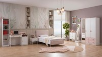 Weiß-Rosa Jugendzimmer Bett Kleiderschrank Kommode Nachttische Schreibtisch