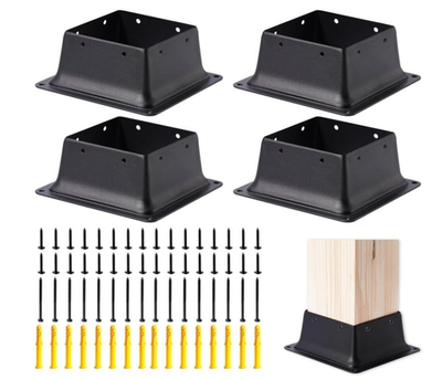 #ad 4X4 Post Base 4Pcs Wood Fence Bracket Anchor Brackets Deck for Pergola Railing $143.79