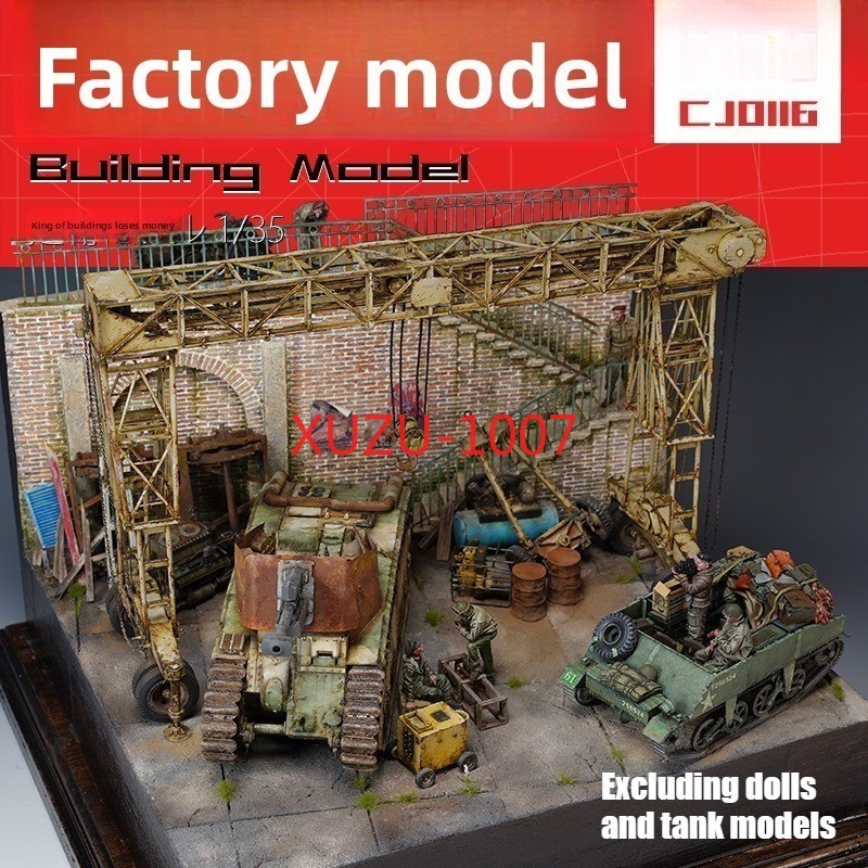 1/35 Handmade Wooden Repair factory Building Model Kit Ruins House