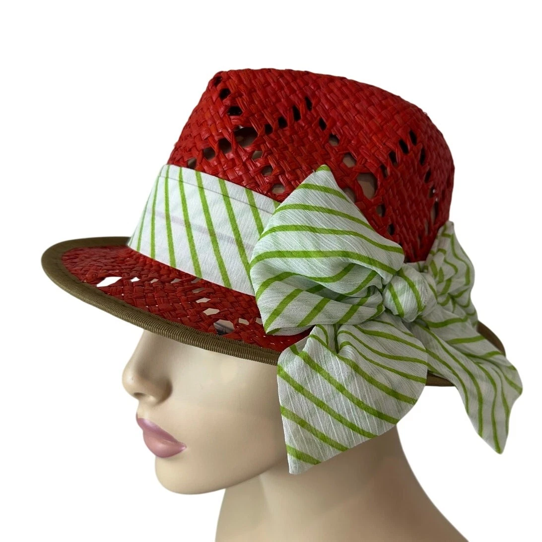 Red Straw Fedora Hats for Women for sale | eBay display picture 1