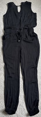 Melrose Overall Damen Gr. 36 Satin Schwarz Spitze Top