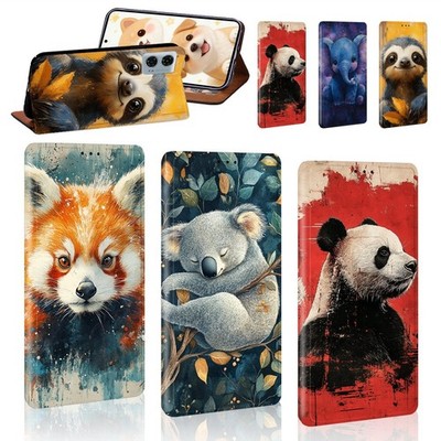 Aquarell Dschungel Design Leder Cover Case für Motorola E, Moto G, Edge 40/50
