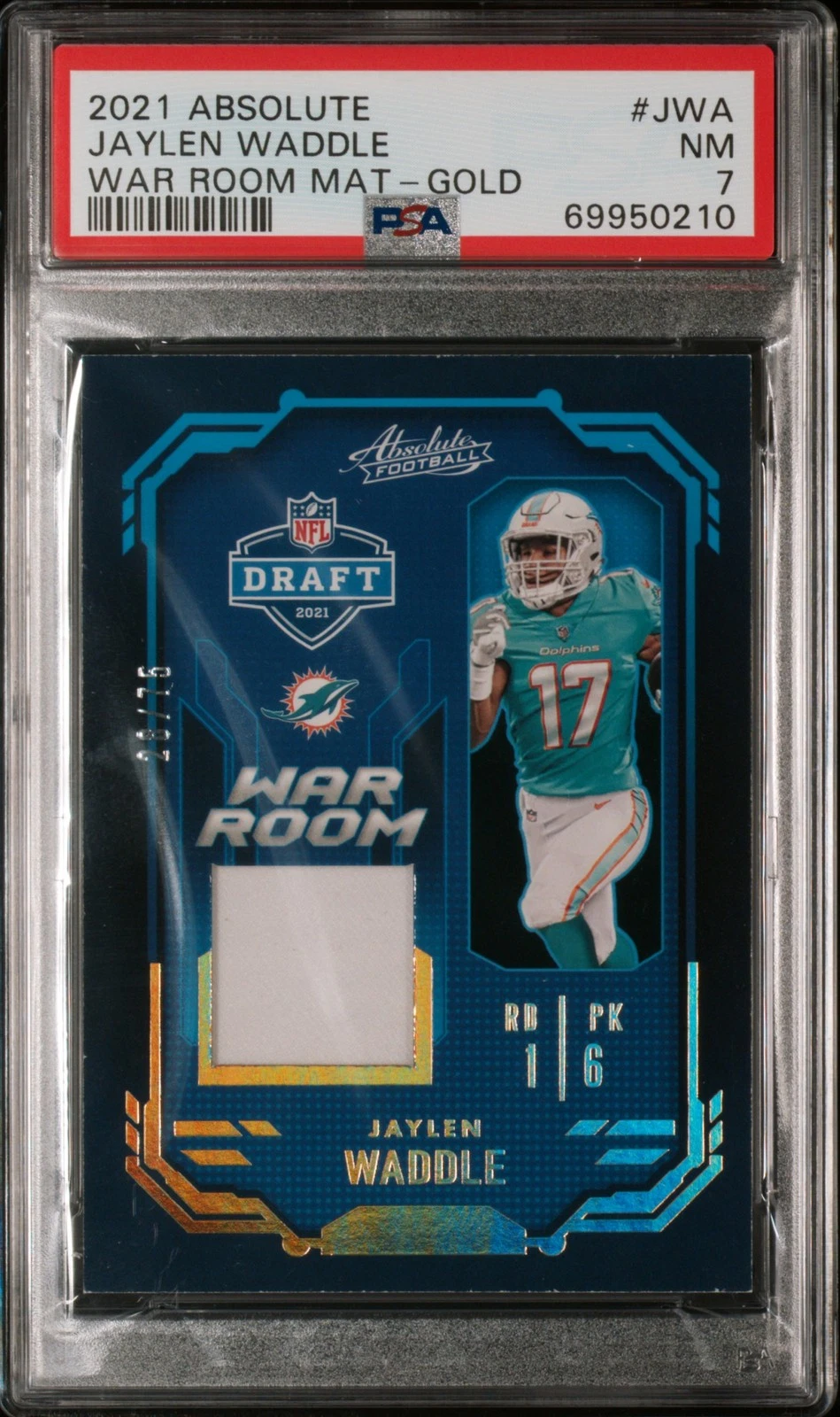 Jaylen Waddle Panini Absolute War Room Materials #JWA Gold
