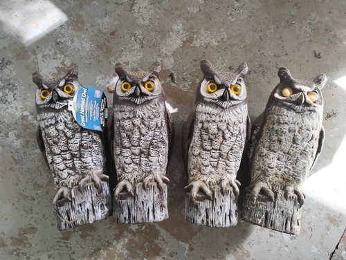 4 Dalen Scarecrow 16" Plastic Great Horned Owl Animal Repellent Decoy Halloween