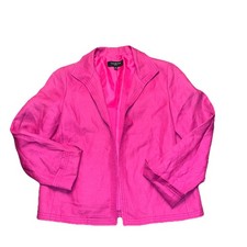 Talbots Size 2 P Linen Blazer Jacket Pink Open Front Professional Lined