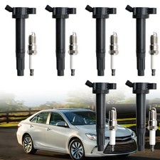 Ignition Coil UF487 and Iridium Spark Plugs 6619 Compatible For Toyota Lexus ...