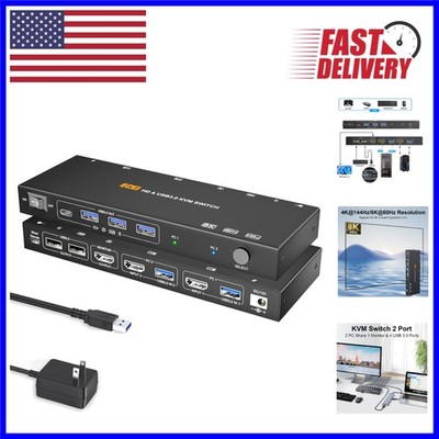 HDMI KVM Switch 1 Monitors 2 Computers 8K@60Hz for Ultimate Productivity