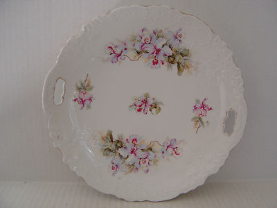 VINTAGE J & C JAEGER & CO. MALMAISON PORCELAIN PINK AND GREEN FLORAL PLATE 8-½''