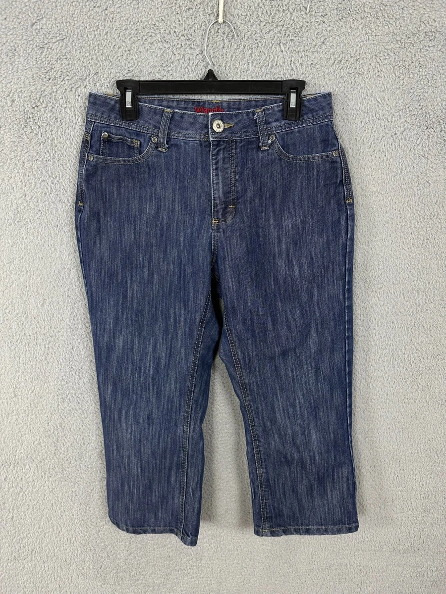 Wrangler jeans womens 10M blue dark denim capris straight mid rise