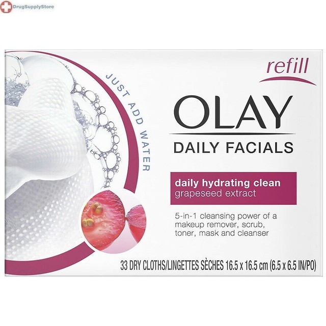 Olay 2in1 Daily Hydrating Clean 33 Count Water Activated Facial