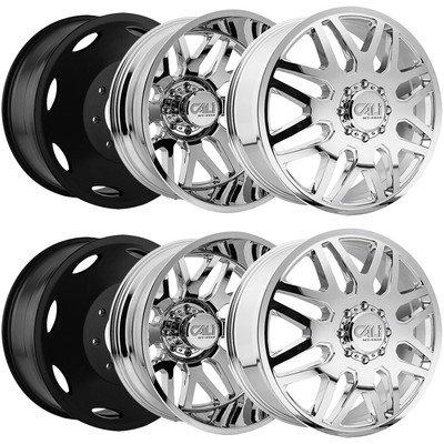 (Set of 6) 22'' Inch Cali Off-Road 9115D Invader Dually 8x200 Chrome Wheels Rims
