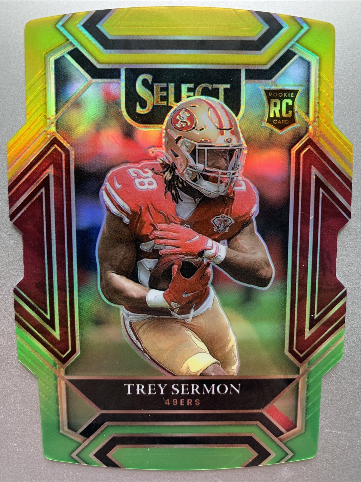 Trey Sermon 2021 Panini Select RC Yellow & Green Prizm Club Level Die Cut #268