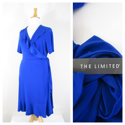The Limited Womens Plus Size Solid Royal Blue Wrap Midi Dress Size 1X NWT  $109 | eBay