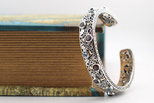 925 Sterling Silver Cuff Bracelet with Multiple Gemstones