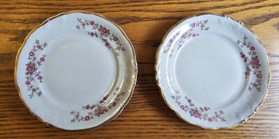 Wawel Embossed Fine China Sheraton Rose Gold Rim Small 6'' Dishes Made In Poland