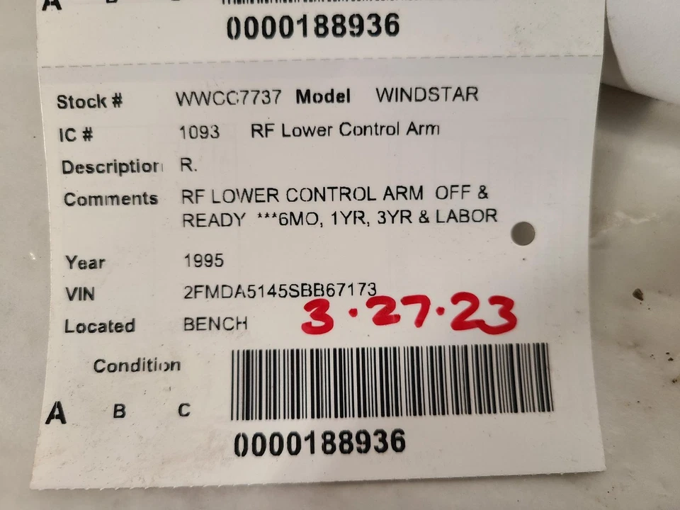 Brazo de control inferior inferior delantero derecho usado delantero se adapta a: Ford Windstar 1995 Front Ri Foto 3 de 4