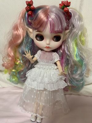 12'' Blythe doll Nude joint body Colorful hair Hand Painted special lips Elf ears