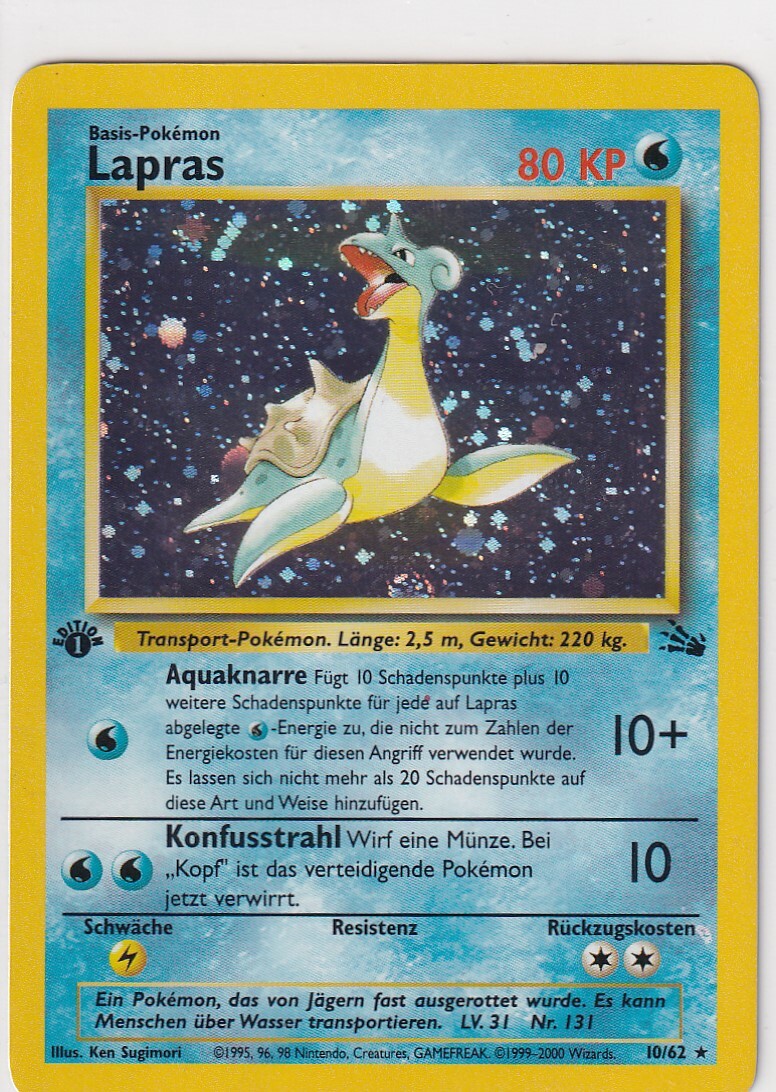 ポケモンカード プテラGL LV.62 psa10 Pokemon Karte Trading Card Fossil Nr. 10/62 Lapras Holo First