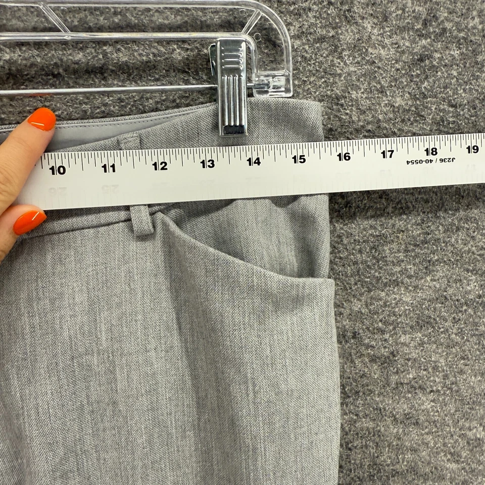 Pantalones Express para mujer 6 grises tiro medio ajustados elásticos bolsillos delanteros planos algodón Foto 3 de 4