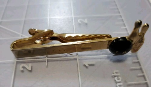 Vintage Swank Bowling Theme Pin Ball Gold tone Tie Bar Clasp - Picture 4 of 4