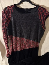 Mens Full Body Ice Skating Outfit Custom Black/Red Sheer/Velvet Size XL