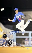 Dee Gordan Signed 12x18 Photo Los Angeles Dodgers PSA AM90466