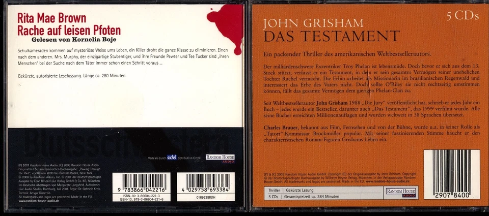 4 HÖRBÜCHER★K. FOLLETT★J. GRISHAM★D. + R.M. BROWN★Rache★Illuminati★Testament★CDs - Bild 4 von 4
