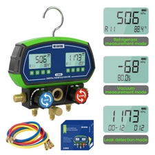 Digital Manifold Gauge Set Refrigeration HVAC System Pressure Vacuum Temp Tester
