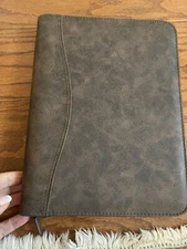 Day-Timer 10.5" x 8 5" Brown Faux Leather (7) 1.25” Ring Planner Binder